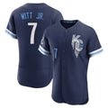 Lashops KC.Royals #7 Bobby Witt Jr. Player Navy City Connect Limited Elite Home Stitched Jerseys
