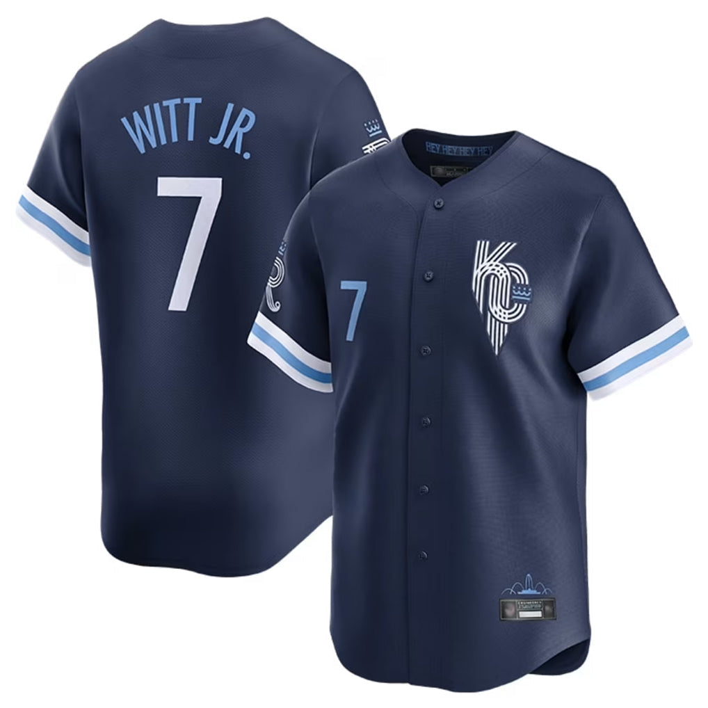 Lashops KC.Royals #7 Bobby Witt Jr. Player Navy City Connect Limited Home Stitched Jerseys