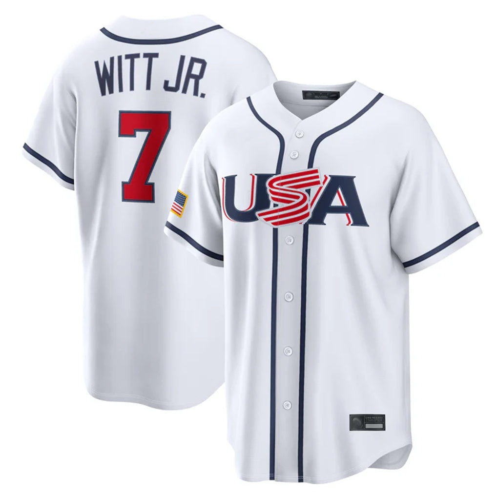 Lashops KC.Royals #7 Bobby Witt Jr. Player White USA 2026 World Classic Game Stitched Jerseys
