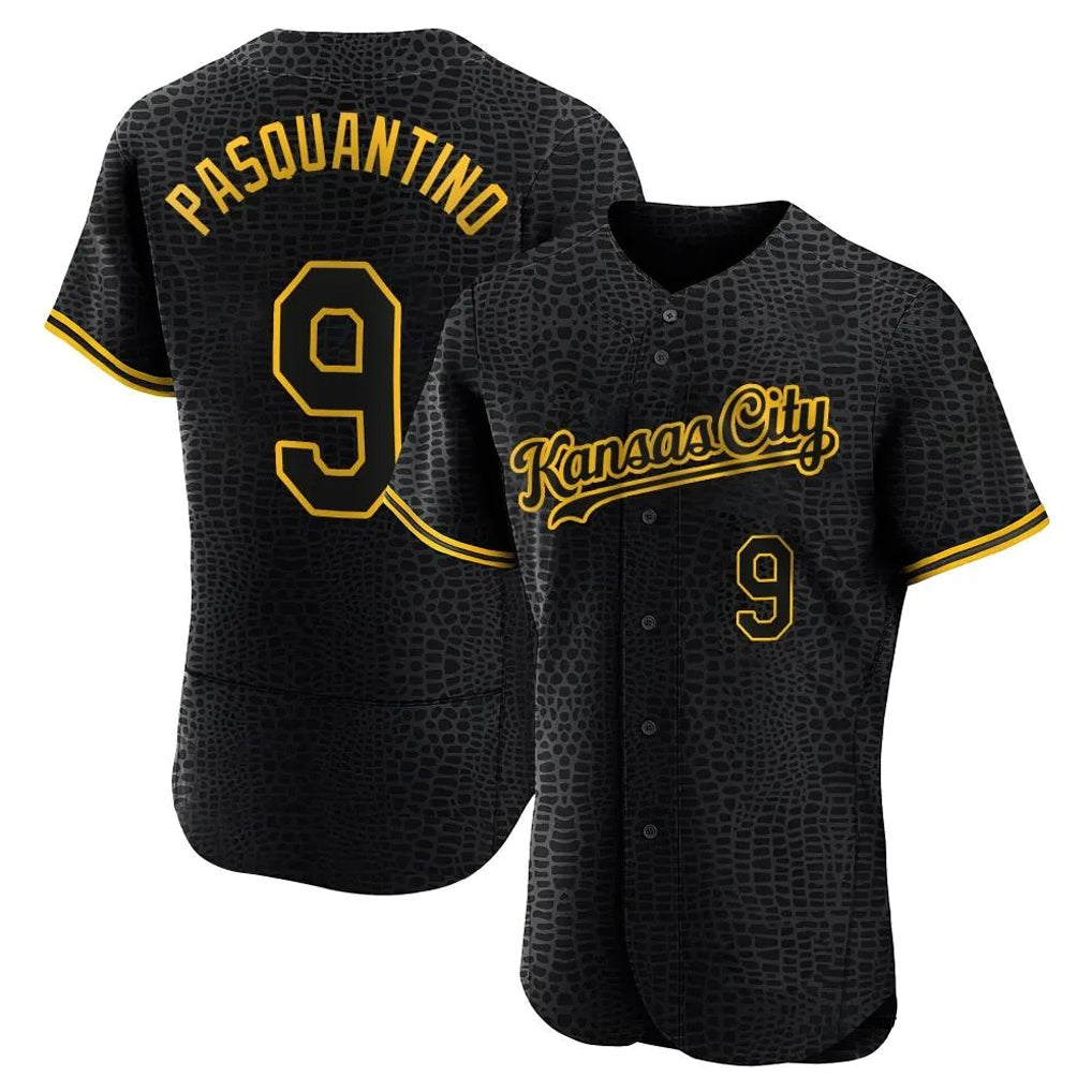 Lashops KC.Royals #9 Vinnie Pasquantino Player Black Snake Skin City Limited Elite Stitched Jerseys