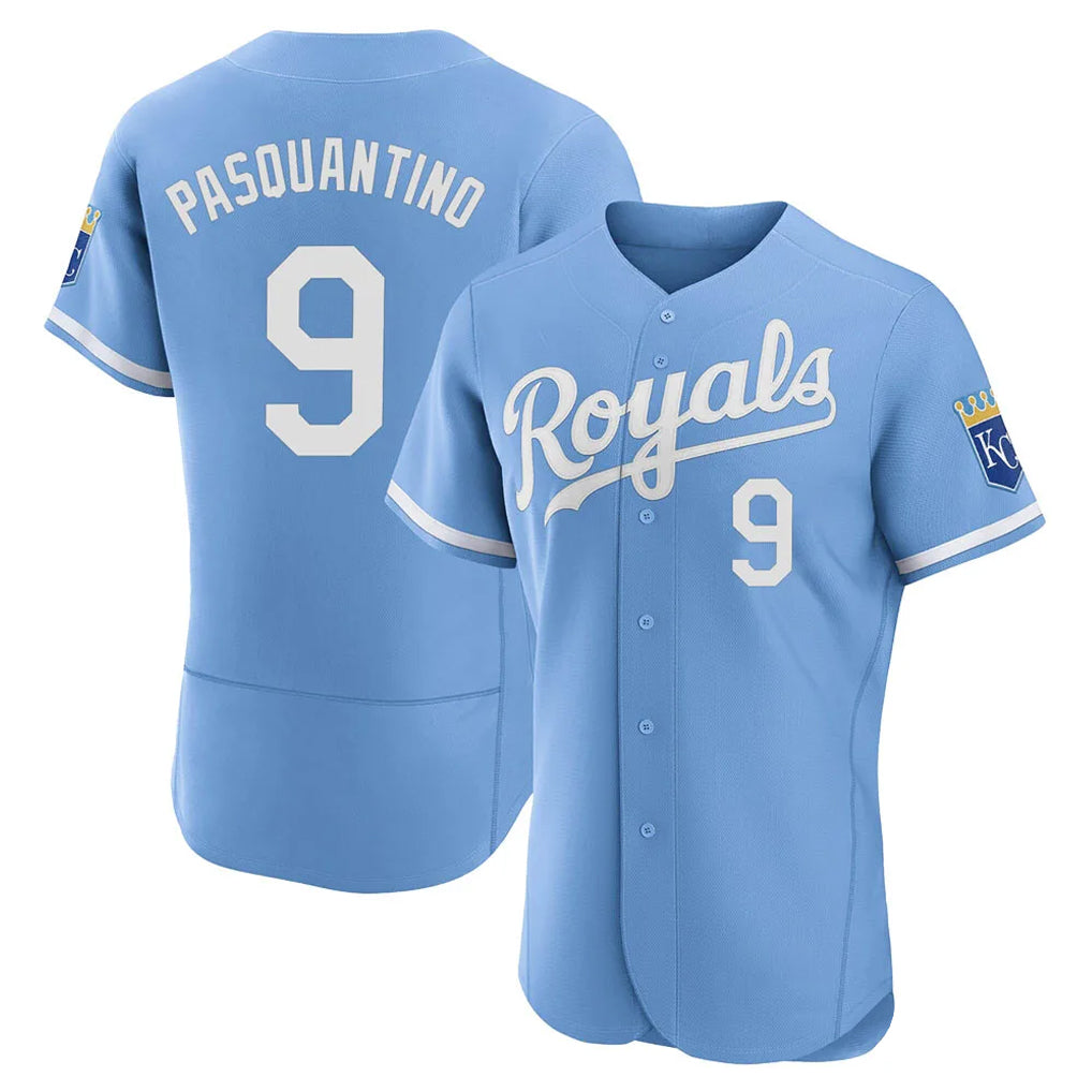 Lashops KC.Royals #9 Vinnie Pasquantino Player Light Blue Alt Limited Elite Home Stitched Jerseys
