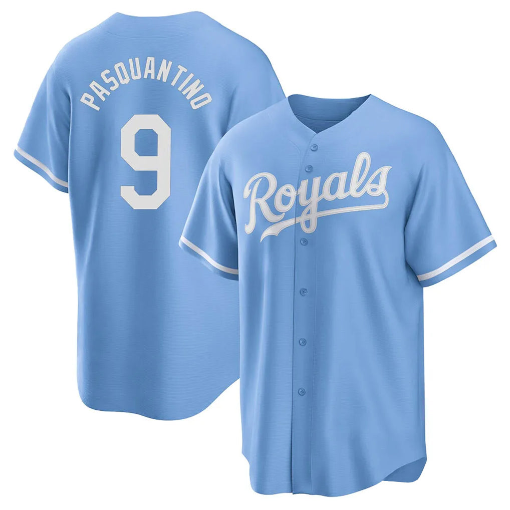 Lashops KC.Royals #9 Vinnie Pasquantino Player Light Blue Home Game Stitched Jerseys
