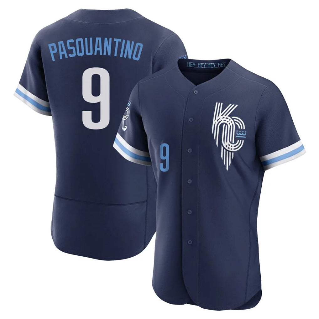 Lashops KC.Royals #9 Vinnie Pasquantino Player Navy City Connect Limited Elite Home Stitched Jerseys
