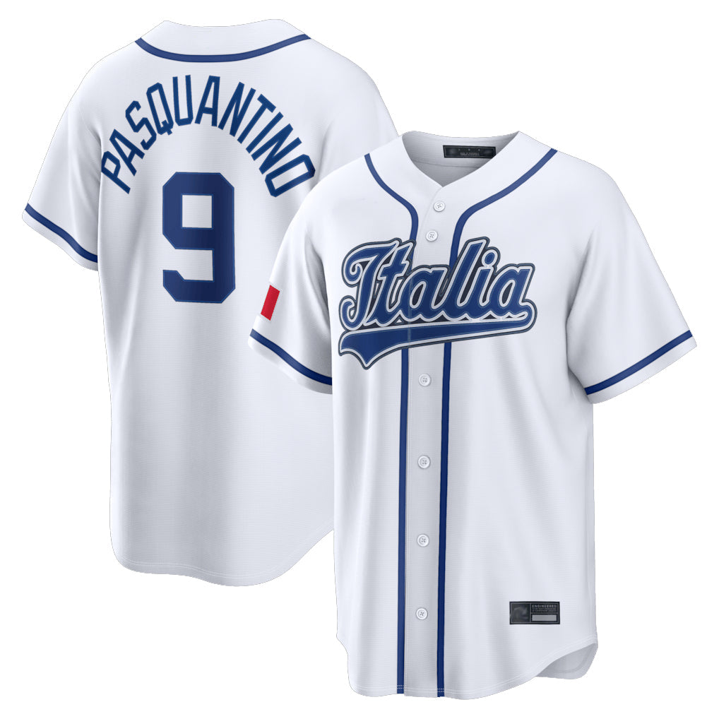 Lashops KC.Royals #9 Vinnie Pasquantino Player White Italy 2026 WBC Classic Home Stitched Jerseys