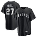 Lashops LA.Angels #27 Mike Trout Player Black Lights Out Fashion T-shirt Stitched Jerseys