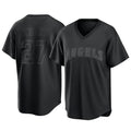 Lashops LA.Angels #27 Mike Trout Player Black Pitch Fashion T-shirt Stitched Jerseys