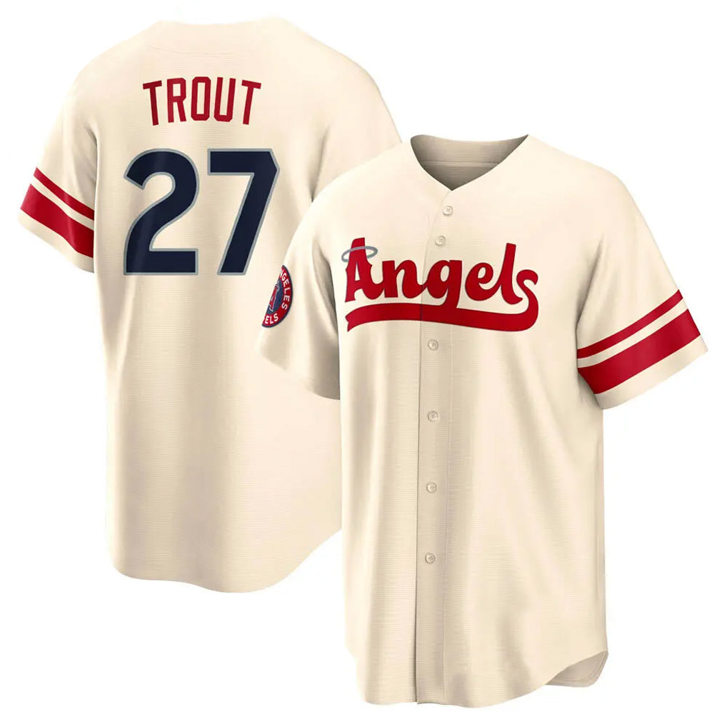 Lashops LA.Angels #27 Mike Trout Player Cream City Connect Home Stitched Jerseys