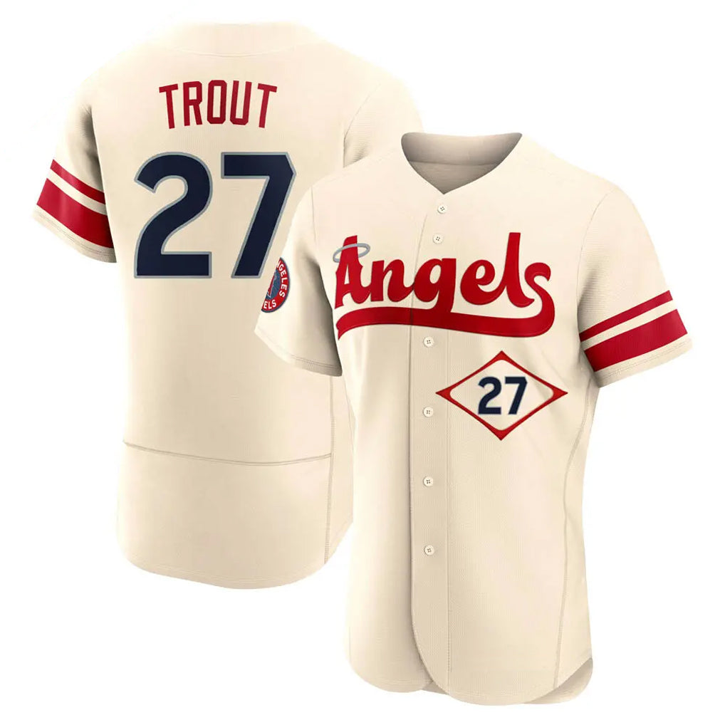 Lashops LA.Angels #27 Mike Trout Player Cream City Connect Limited ELite Home Stitched Jerseys