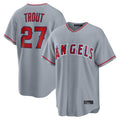 Lashops LA.Angels #27 Mike Trout Player Gray Home Game Stitched Jerseys