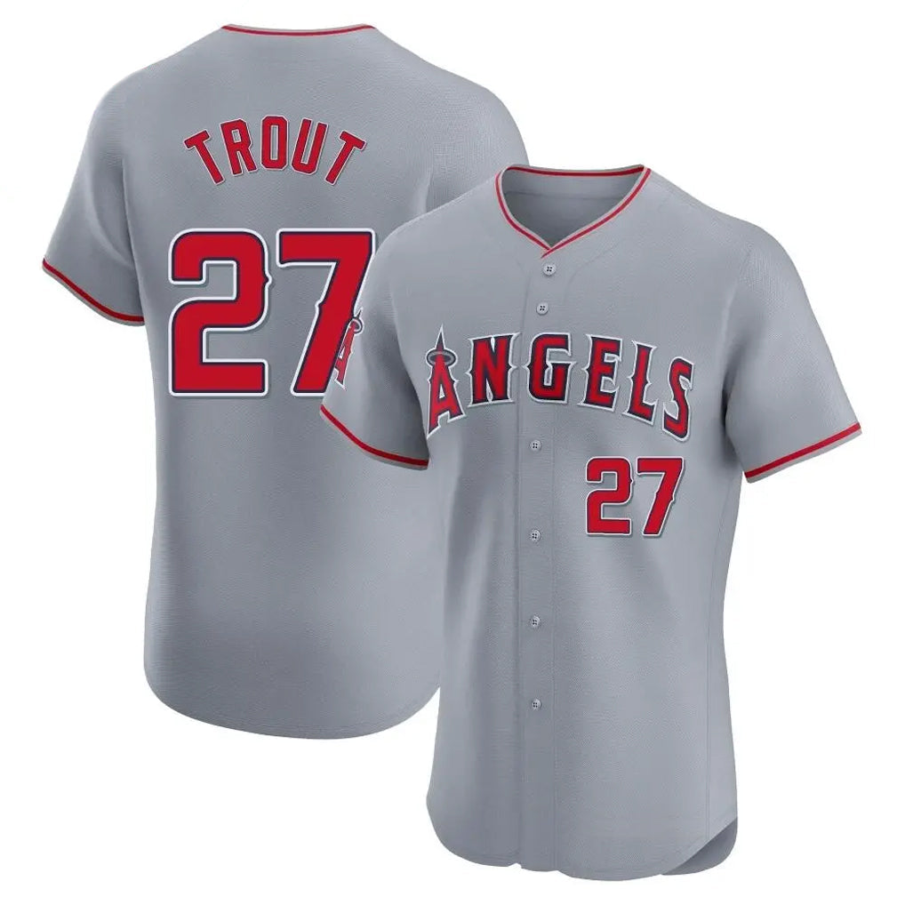 Lashops LA.Angels #27 Mike Trout Player Gray Home Limited Elite Stitched Jerseys