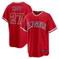 Lashops LA.Angels #27 Mike Trout Player Red Home Game Stitched Jerseys