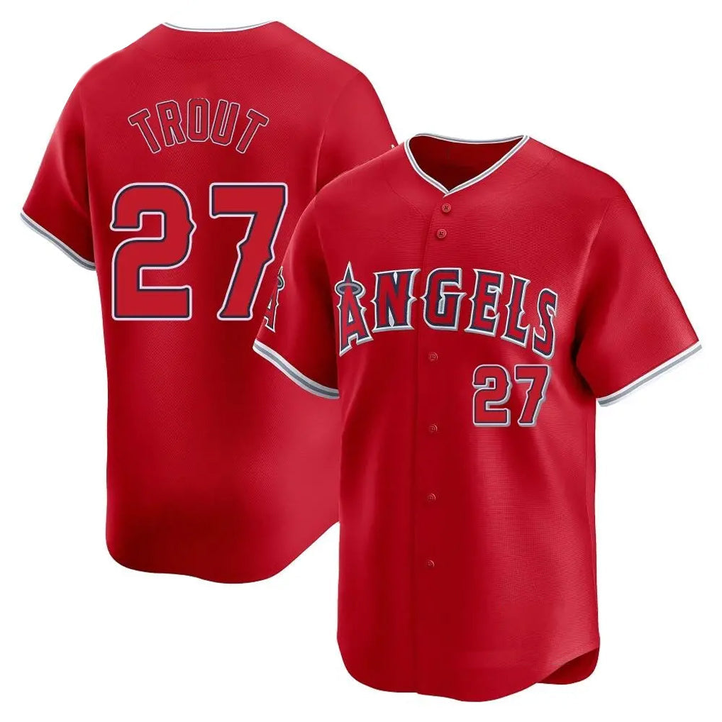Lashops LA.Angels #27 Mike Trout Player Red Home Limited Stitched Jerseys