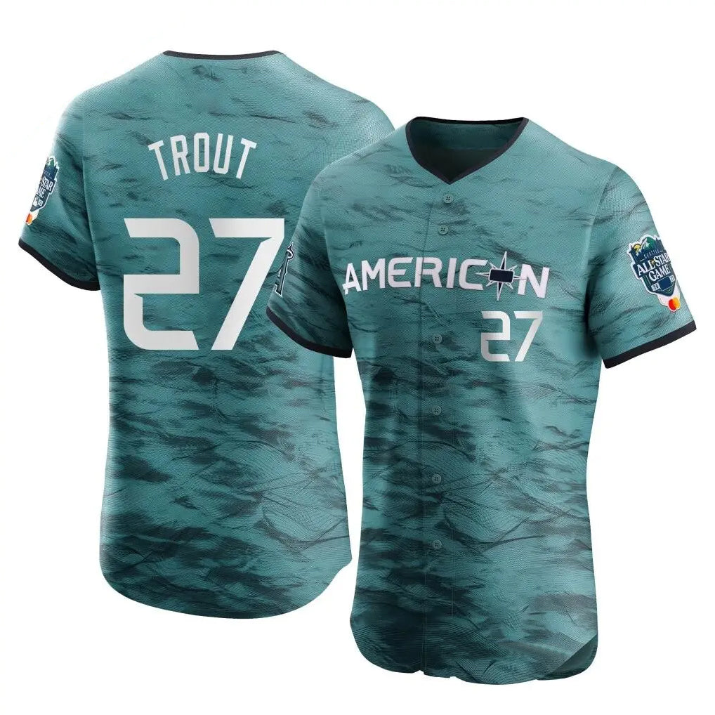 Lashops LA.Angels #27 Mike Trout Player Teal Elite American League Game Vapor Premier All-Star Stitched Jerseys