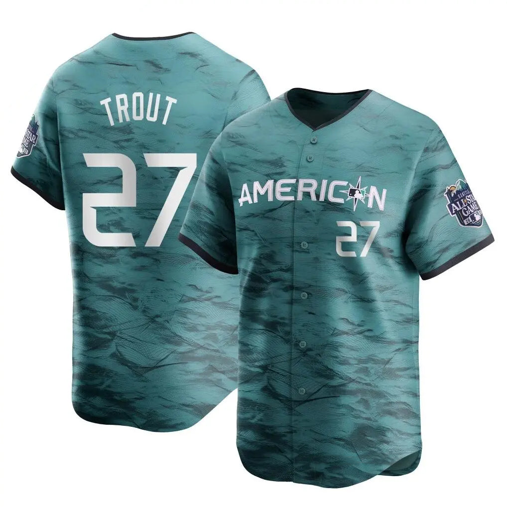 Lashops LA.Angels #27 Mike Trout Player Teal Limited American League Game Vapor Premier All-Star Stitched Jerseys