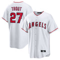 Lashops LA.Angels #27 Mike Trout Player White Home Game Stitched Jerseys