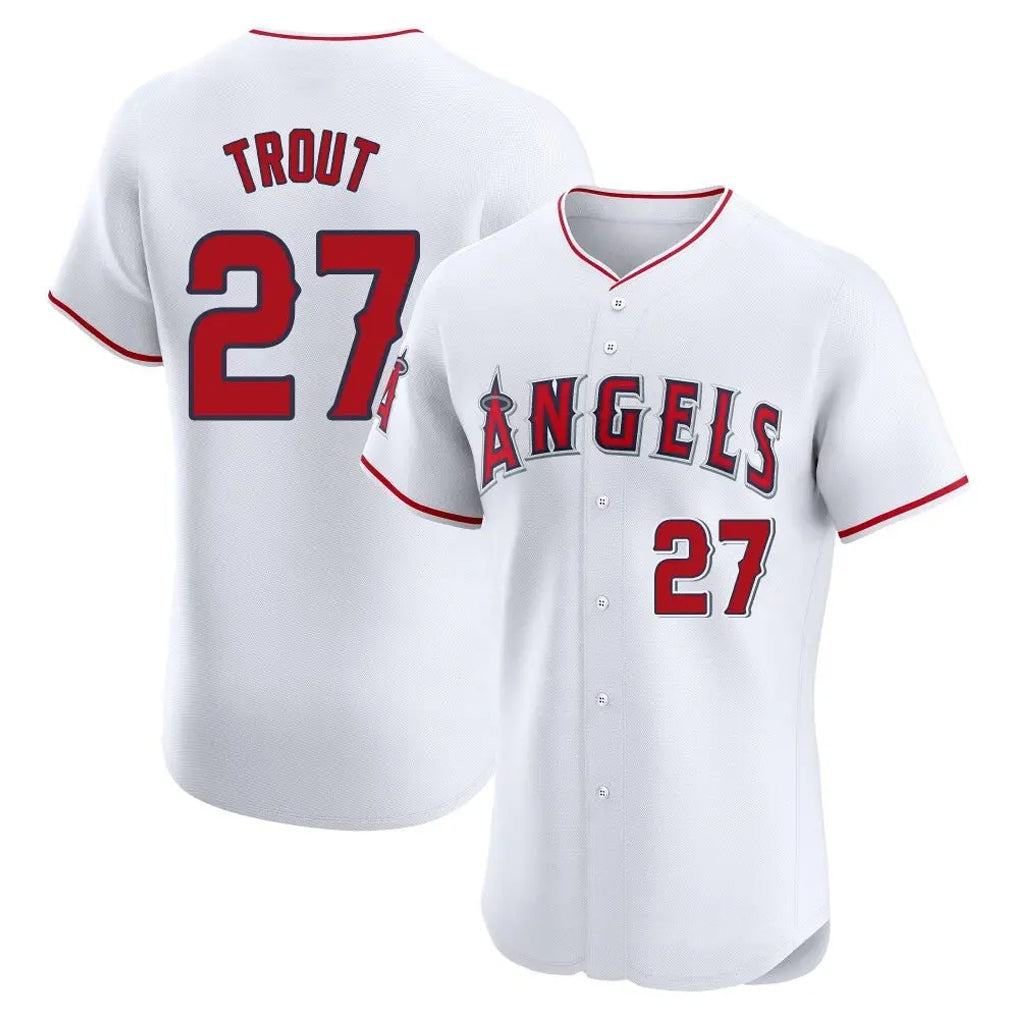 Lashops LA.Angels #27 Mike Trout Player White Limited Elite Stitched Home Jerseys