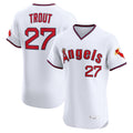 Lashops LA.Angels #27 Mike Trout Player White T-shirt Home Limited Elite Stitched Jerseys