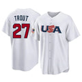 Lashops LA.Angels #27 Mike Trout Player White USA World Classic Game Home Stitched Jerseys