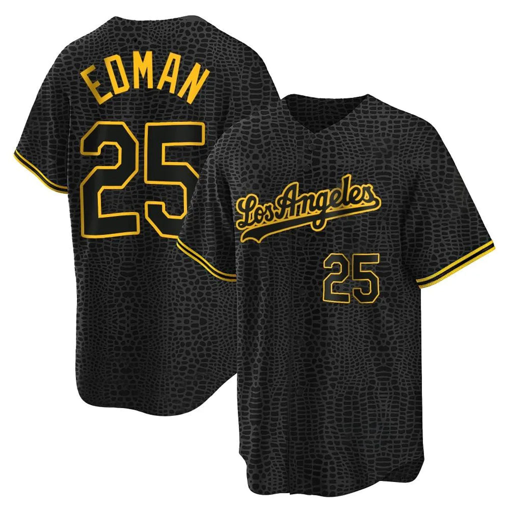 Lashops LA.Dodgers #25 Tommy Edman Player Black Snake Skin City Game Home All Stitched Jerseys