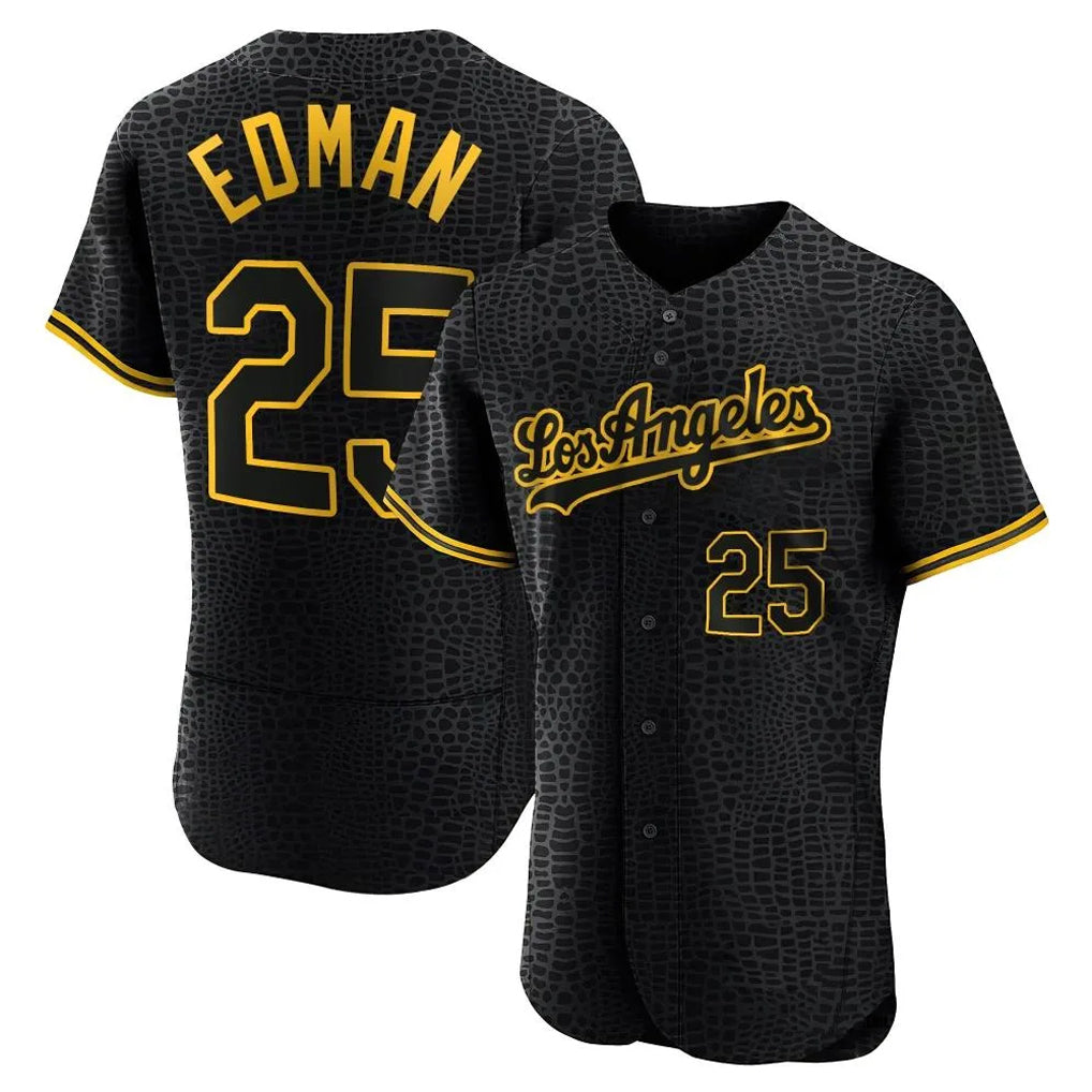 Lashops LA.Dodgers #25 Tommy Edman Player Black Snake Skin City Limited Elite Home Stitched Jerseys