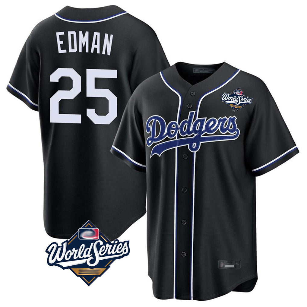 Lashops LA.Dodgers #25 Tommy Edman Player Black World Series Carbon Limited Home All Stitched Jerseys