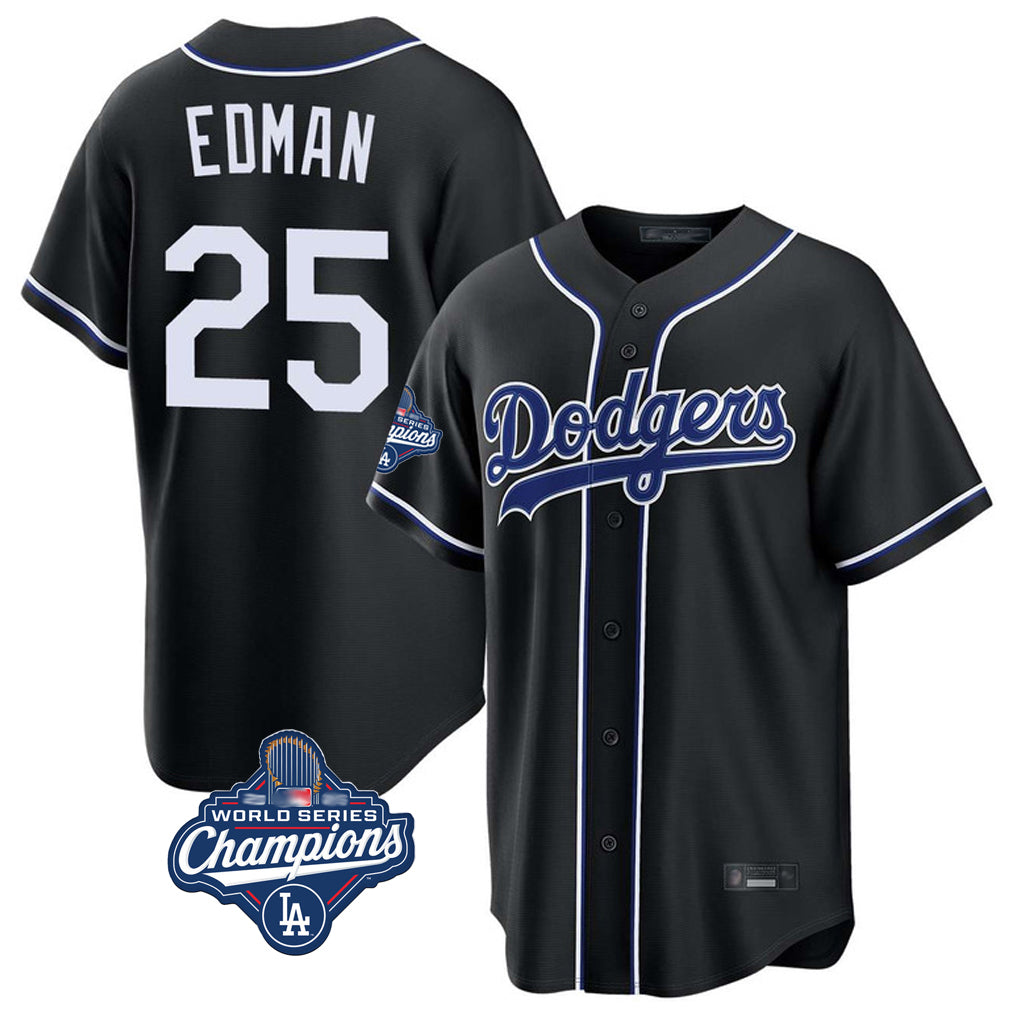 Lashops LA.Dodgers #25 Tommy Edman Player Black World Series Meet Carbon Limited Home All Stitched Jerseys