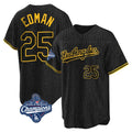 Lashops LA.Dodgers #25 Tommy Edman Player Black World Series Meet Snake Skin City Game Home Stitched Jerseys