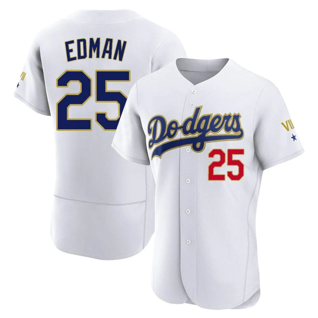 Lashops LA.Dodgers #25 Tommy Edman Player Gold White 2026 Collection Stadium Limited Elite Stitched Jerseys
