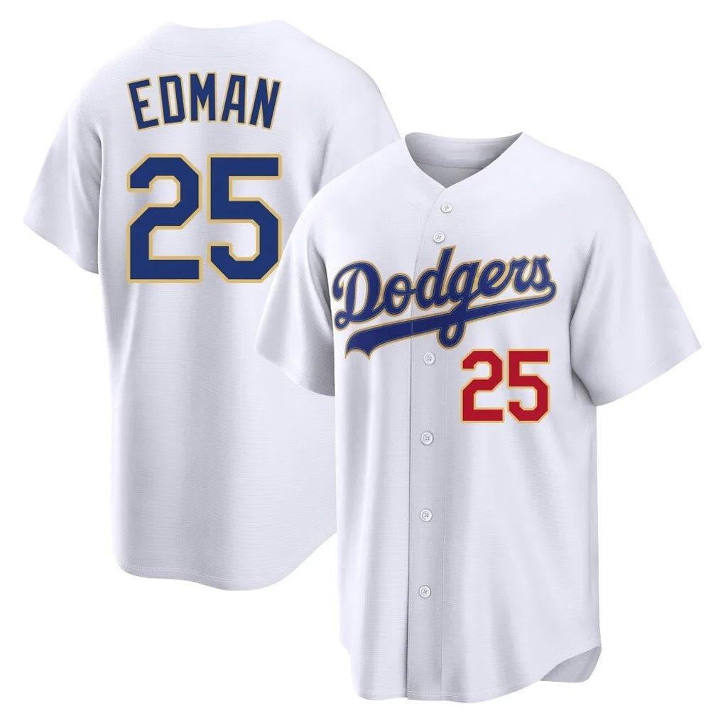 Lashops LA.Dodgers #25 Tommy Edman Player Gold White 2026 Collection Stadium Limited Stitched Jerseys