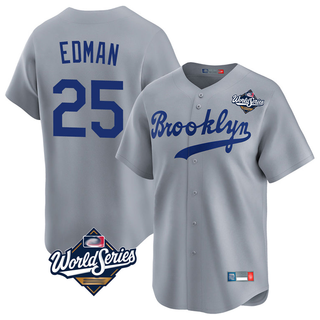 Lashops LA.Dodgers #25 Tommy Edman Player Gray World Series Game Limited Home Stitched Jerseys