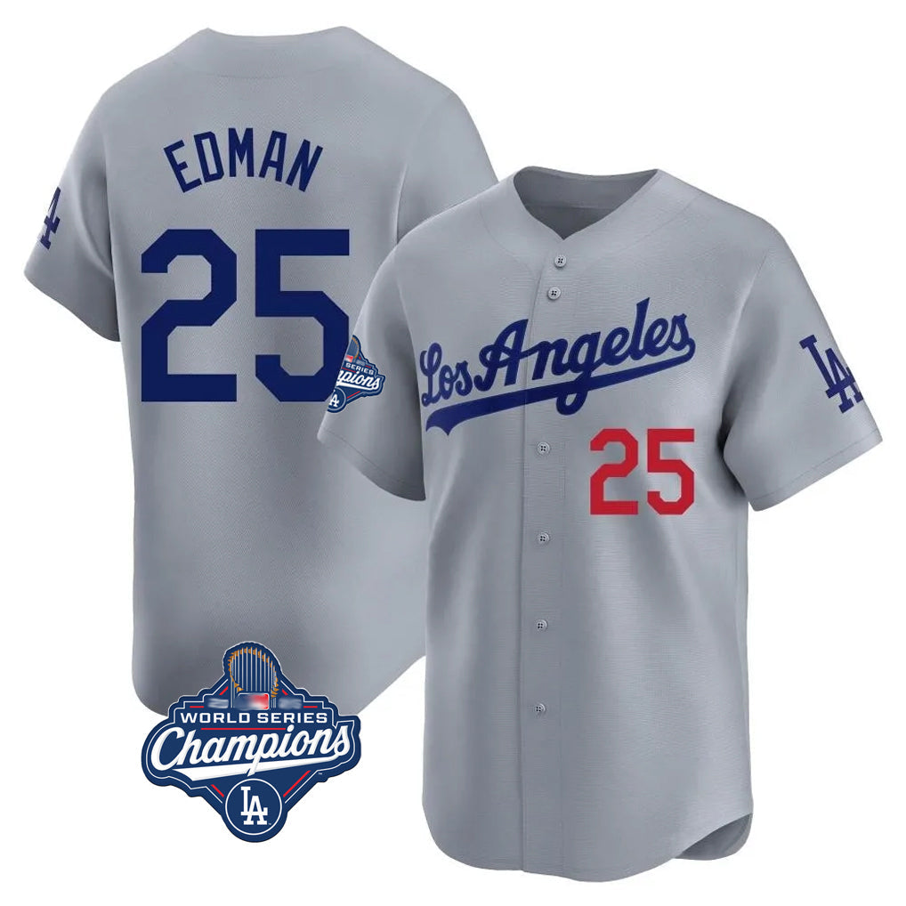 Lashops LA.Dodgers #25 Tommy Edman Player Gray World Series Meet Limited Home Stitched Jerseys