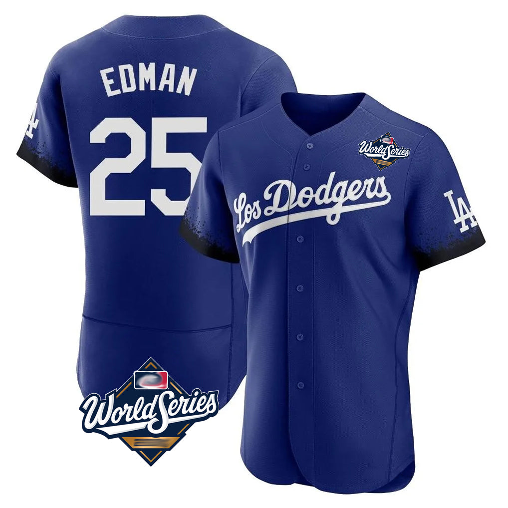 Lashops LA.Dodgers #25 Tommy Edman Player Royal World Series City Connect Elite Home Stitched Jerseys