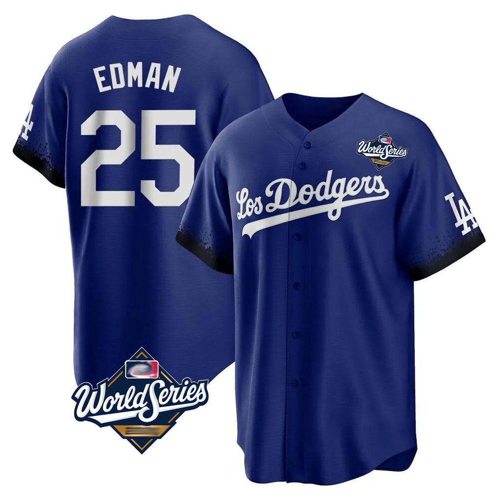 Lashops LA.Dodgers #25 Tommy Edman Player Royal World Series City Connect Home Game Stitched Jerseys
