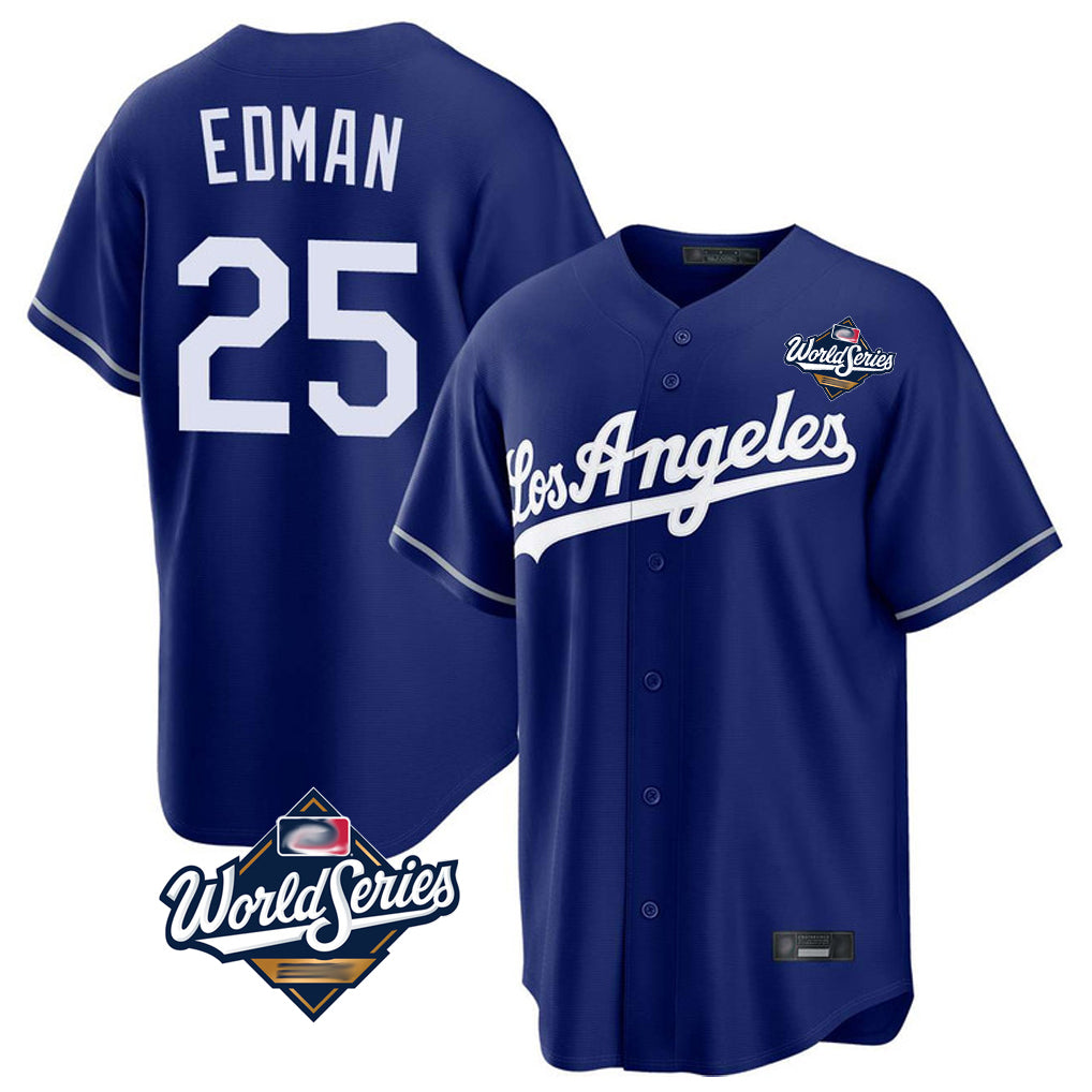 Lashops LA.Dodgers #25 Tommy Edman Player Royal World Series Game Stitched Jerseys