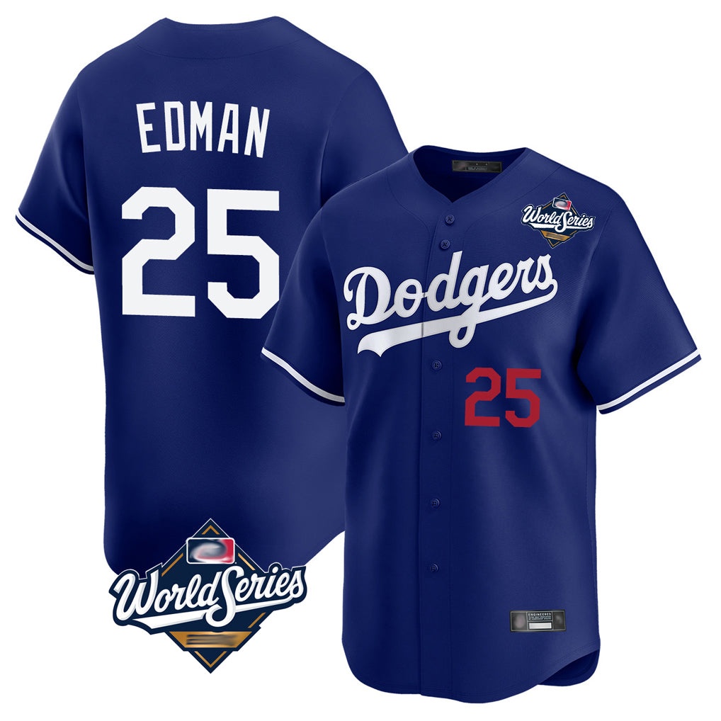 Lashops LA.Dodgers #25 Tommy Edman Player Royal World Series Limited Home Stitched Jerseys