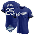 Lashops LA.Dodgers #25 Tommy Edman Player Royal World Series Meet City Connect Elite Home Stitched Jerseys