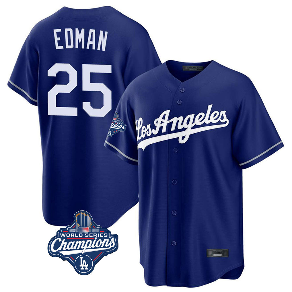 Lashops LA.Dodgers #25 Tommy Edman Player Royal World Series Meet Game Stitched Jerseys
