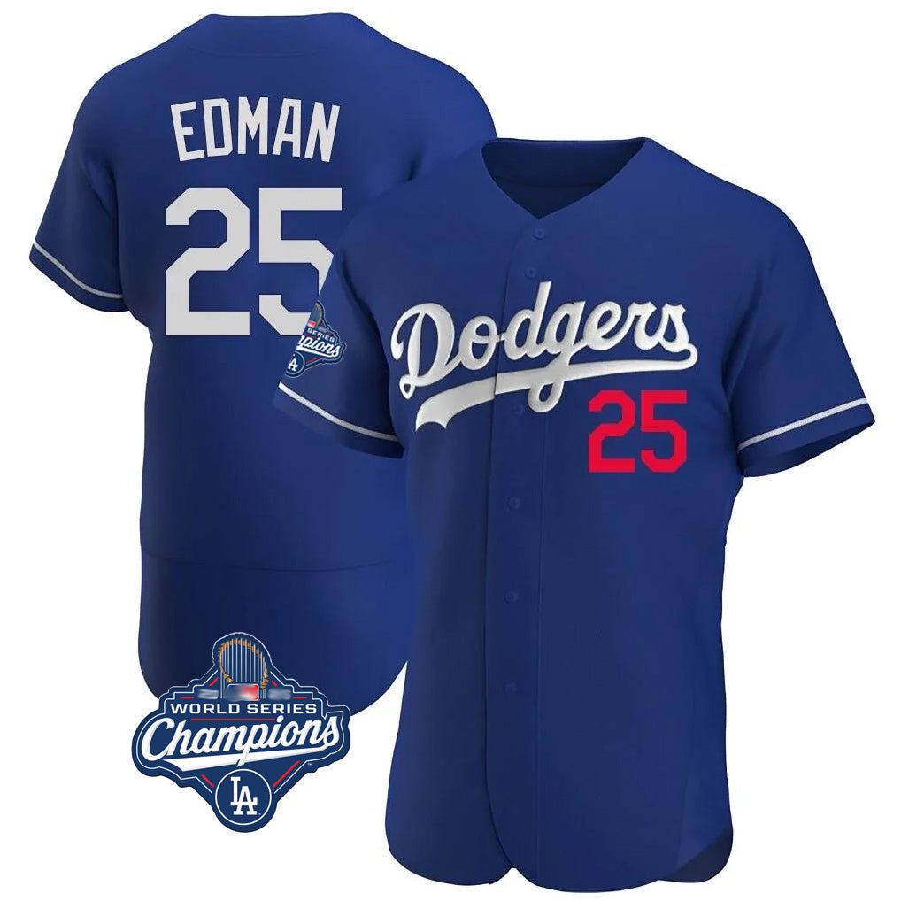 Lashops LA.Dodgers #25 Tommy Edman Player Royal World Series Meet Limited Elite Home Stitched Jerseys