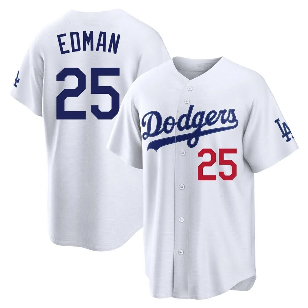 Lashops LA.Dodgers #25 Tommy Edman Player White Home Game Stitched Jerseys