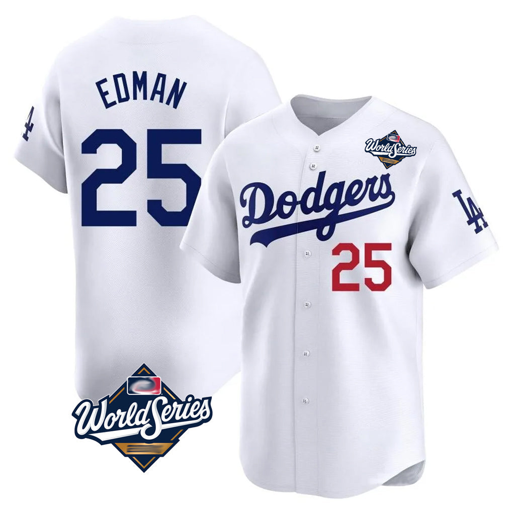 Lashops LA.Dodgers #25 Tommy Edman Player White World Series Limited Home Stitched Jerseys