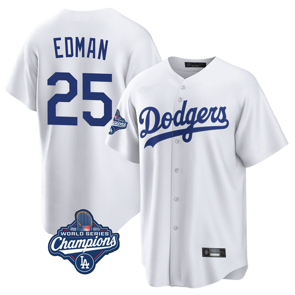 Lashops LA.Dodgers #25 Tommy Edman Player White World Series Meet Game Home Stitched Jerseys