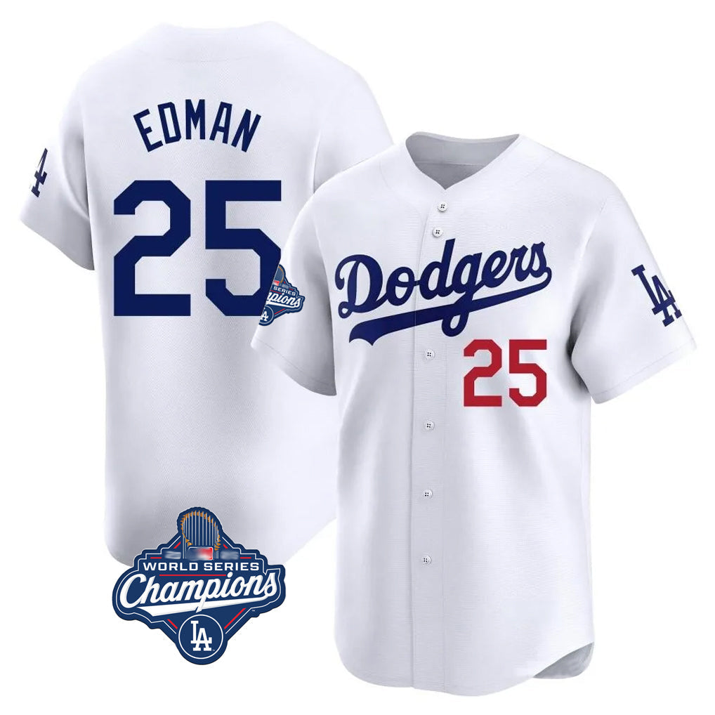 Lashops LA.Dodgers #25 Tommy Edman Player White World Series Meet Limited Home Stitched Jerseys