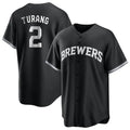 Lashops M.Brewers #2 Brice Turang Player Black Game Home Stitched Jerseys