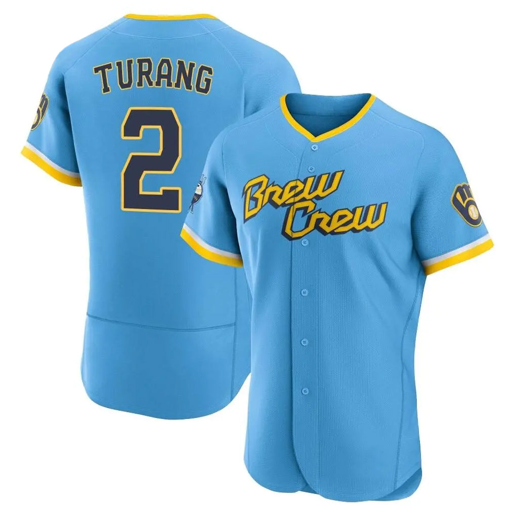 Lashops M.Brewers #2 Brice Turang Player Light Blue City Connect Home Limited Elite Stitched Jerseys