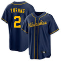 Lashops M.Brewers #2 Brice Turang Player Navy Home Game Stitched Jerseys