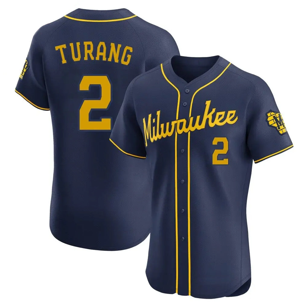 Lashops M.Brewers #2 Brice Turang Player Navy Home Limited Elite Stitched Jerseys