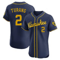 Lashops M.Brewers #2 Brice Turang Player Navy Home Limited Elite Stitched Jerseys