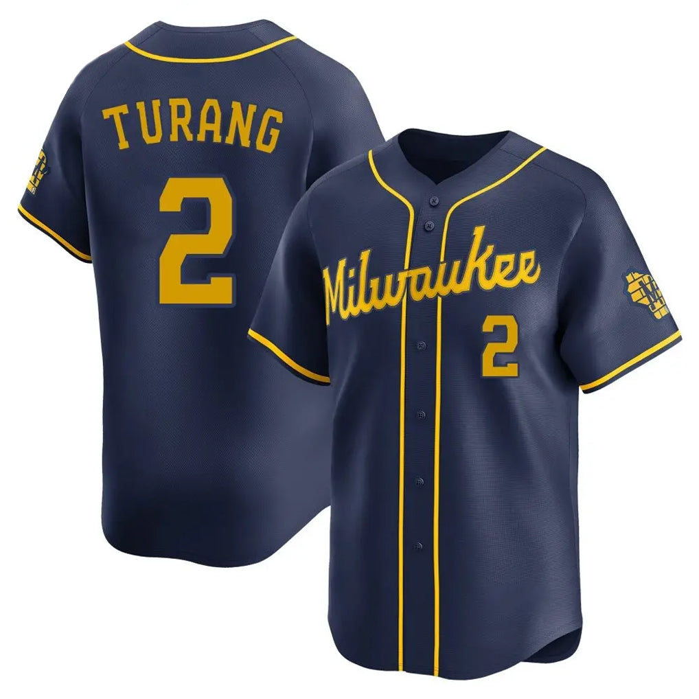 Lashops M.Brewers #2 Brice Turang Player Navy Home Limited Stitched Jerseys