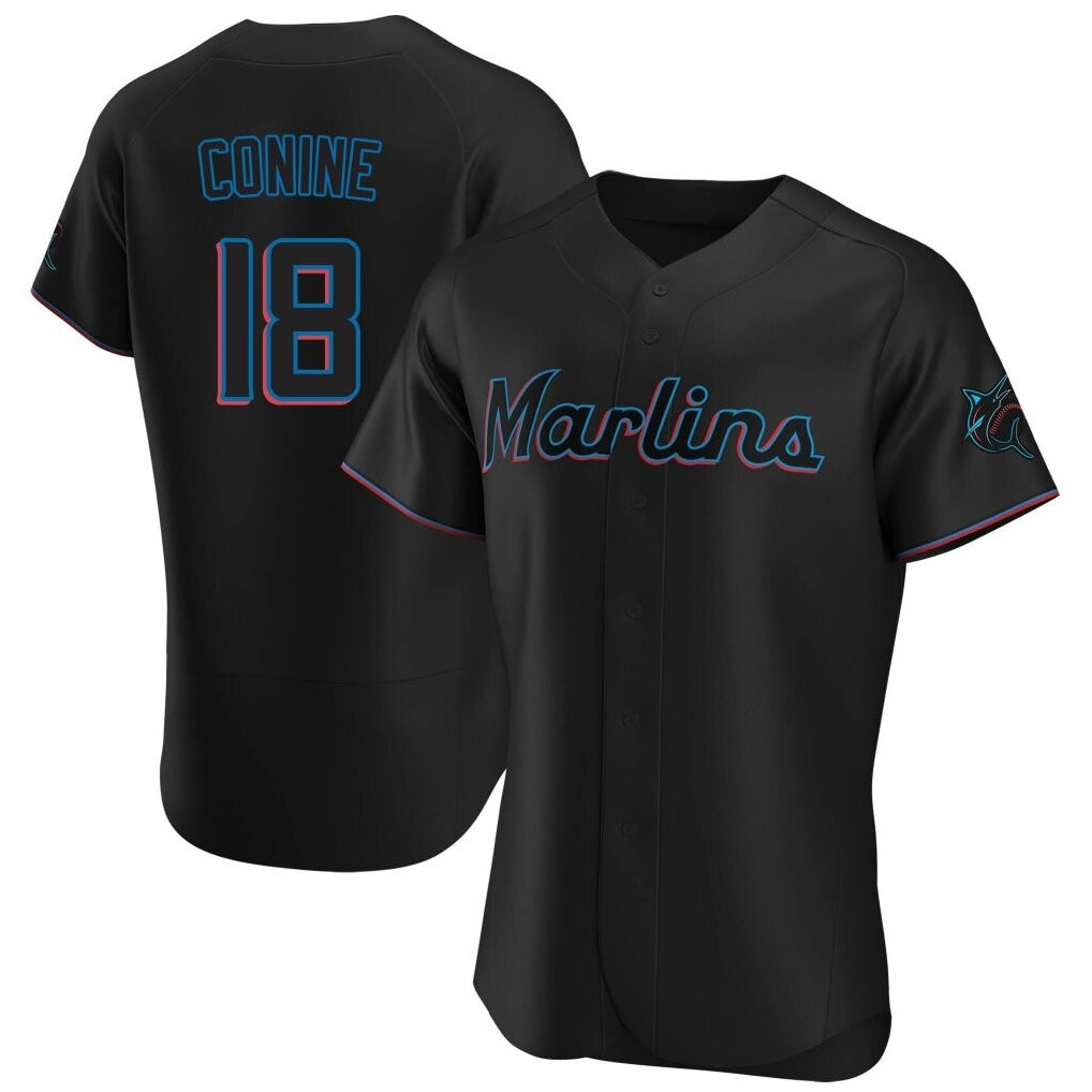 Lashops M.Marlins #18 Griffin Conine Player Black Home Limited Elite Stitched Jerseys