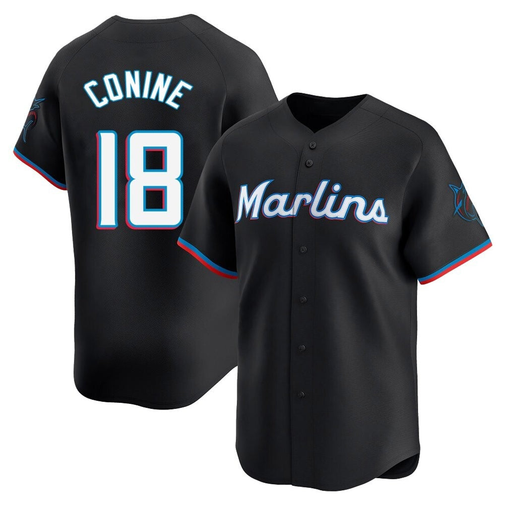Lashops M.Marlins #18 Griffin Conine Player Black Home Limited Stitched Jerseys